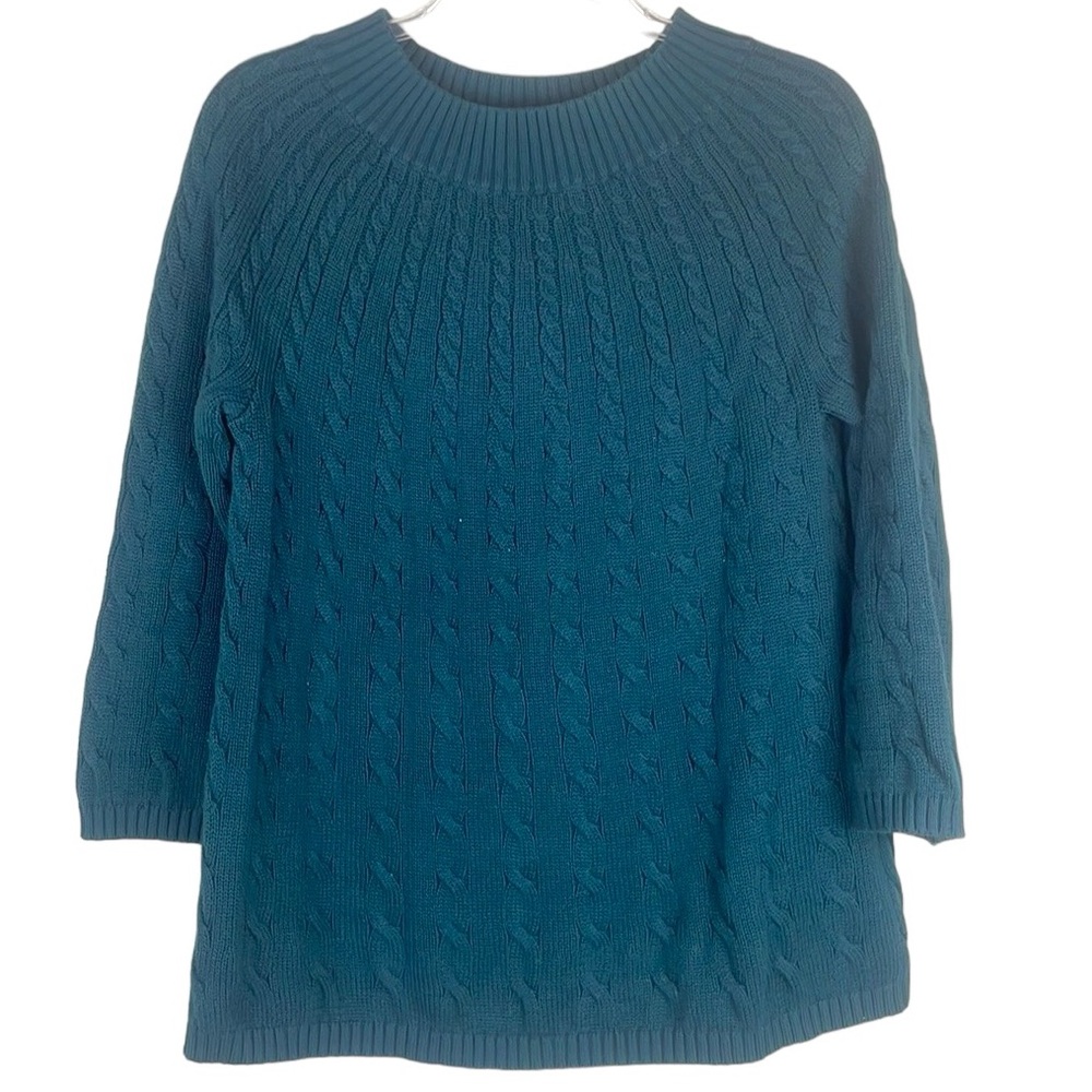 Talbots Womens Three-Quarter Sleeve Green Sweater Size Small